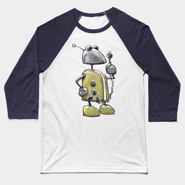 Little Yellow Robot Baseball T-Shirt by Aari